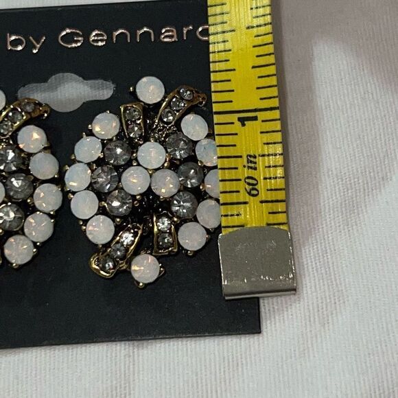G by Gennaro Gray and Opal CZ Button Earrings - Picture 7 of 8